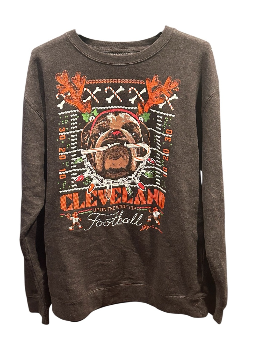 Cleveland Browns Football Up On The Woof Top Sweatshirt XL Dawg Pound GV Art